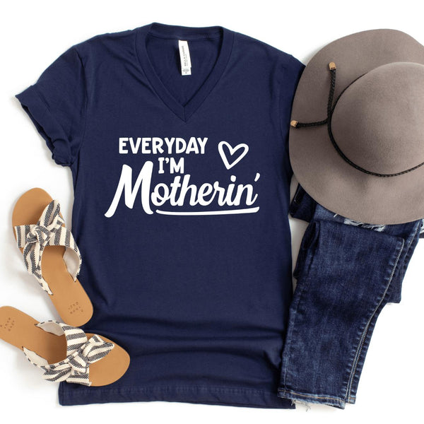 V-Neck Shirt-Motherin' V-Neck-S-Navy-Jack N Roy