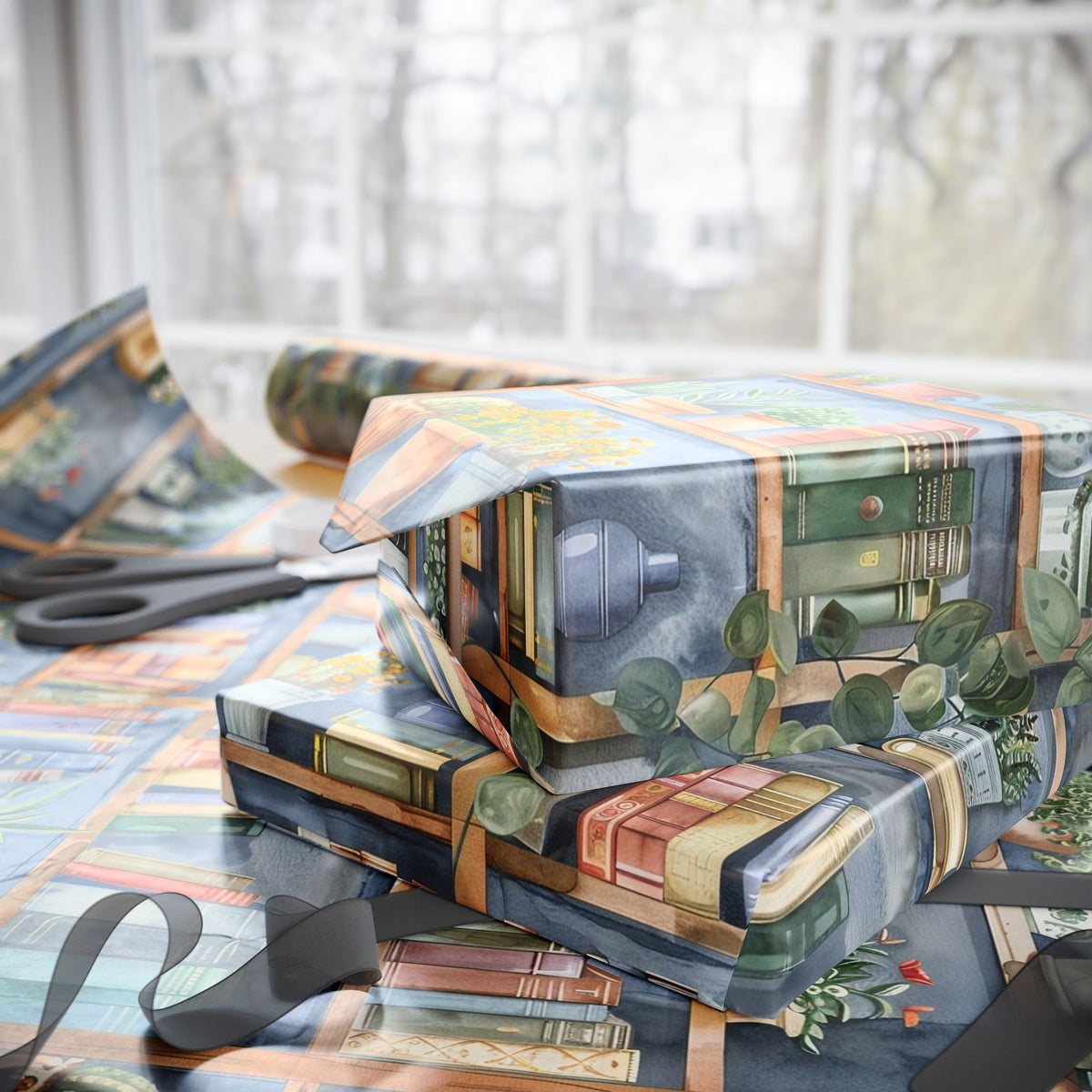 Home Decor-Books & Blooms Wrapping Paper-Jack N Roy