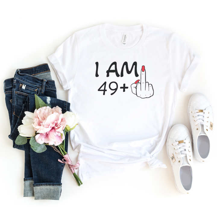 Shirts & Tops-I'M 49 + 1 - Custom Birthday T-Shirt (ANY AGE)-S-White-Jack N Roy
