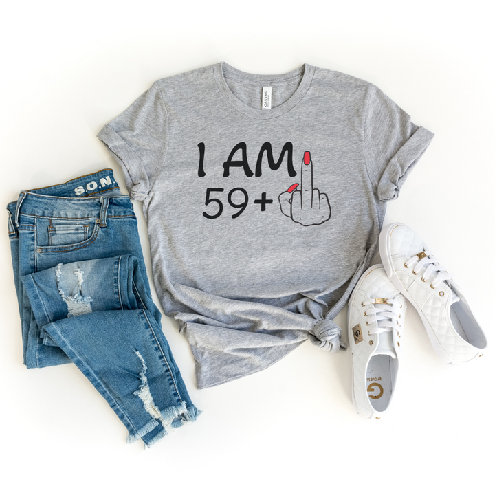 Shirts & Tops-I'M 59 + 1 - Custom Birthday T-Shirt (ANY AGE)-S-Athletic Heather-Jack N Roy