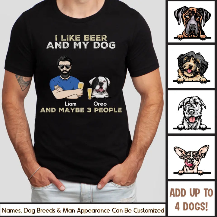 Shirts & Tops-I Like My Beer And My Dog - Personalized Unisex T-Shirt for Men | Dog Dad Shirt | Dog Lover Gift-JackNRoy