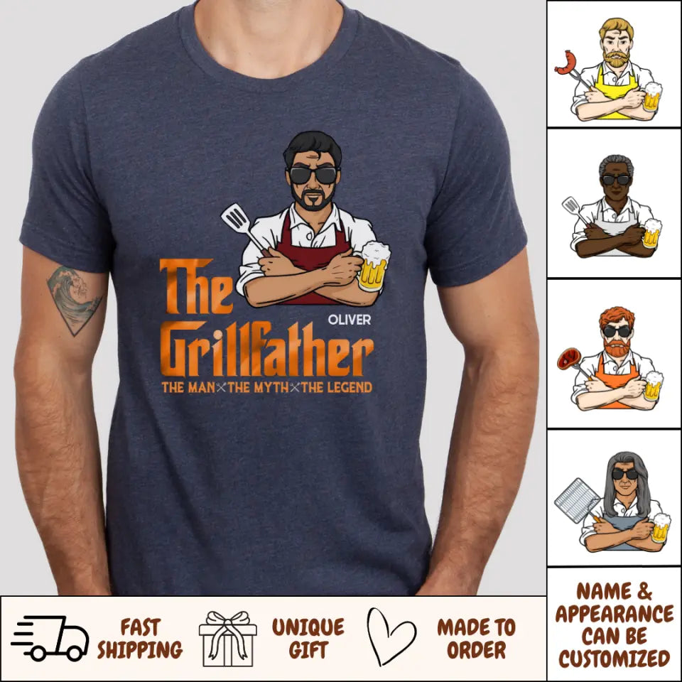 Shirts & Tops-The Grillfather - Personalized Unisex T-Shirt For Men | Barbeque Lover Shirt | Gift For Him-JackNRoy