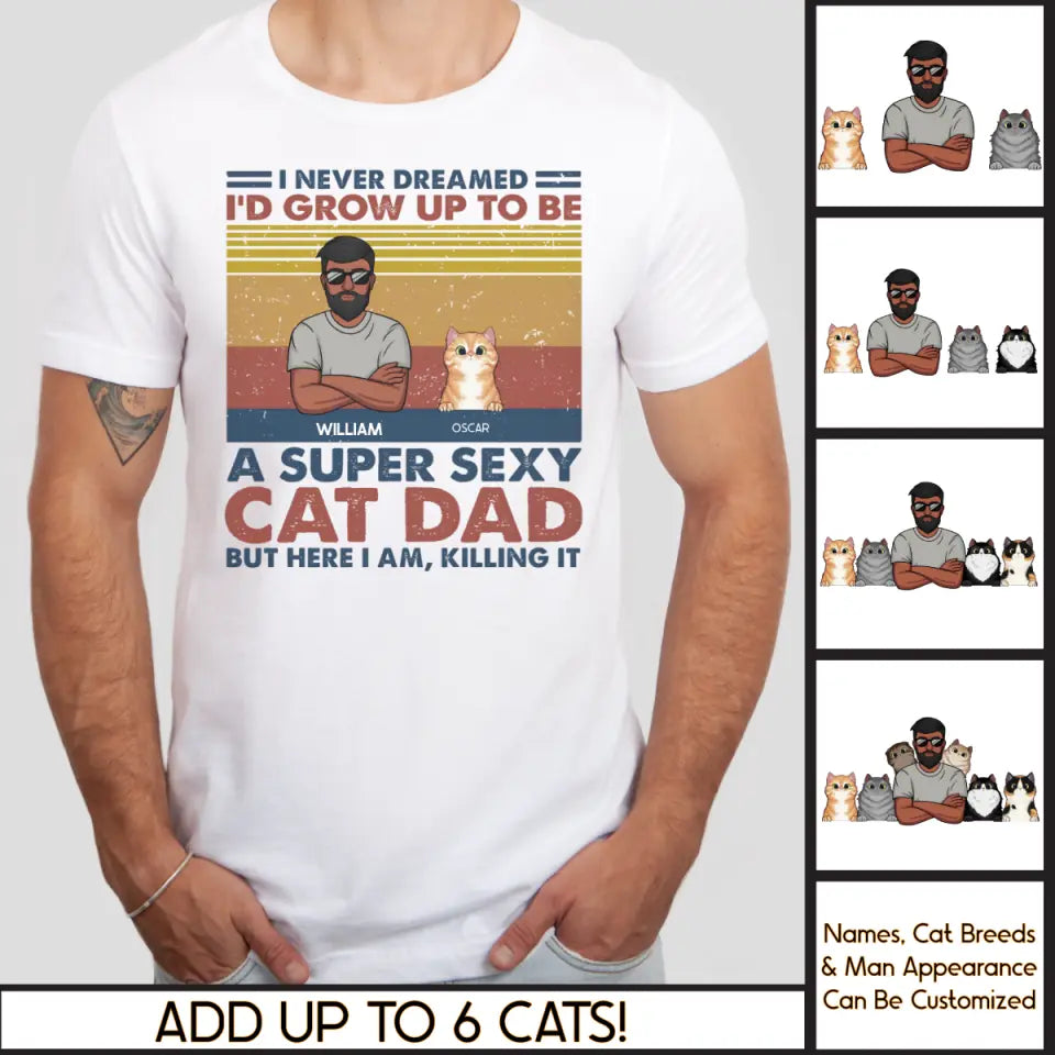 Shirts & Tops-Super Sexy Cat Dad - Personalized Unisex T-Shirt for Cat Dads | Cat Lover Shirt | Cat Dad Gift-JackNRoy
