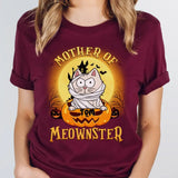 T-Shirt-Mother of Meownsters - Personalized T-Shirt | Halloween-Unisex T-Shirt-Maroon-JackNRoy
