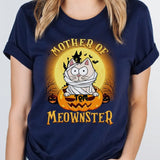 T-Shirt-Mother of Meownsters - Personalized T-Shirt | Halloween-Unisex T-Shirt-Navy-JackNRoy