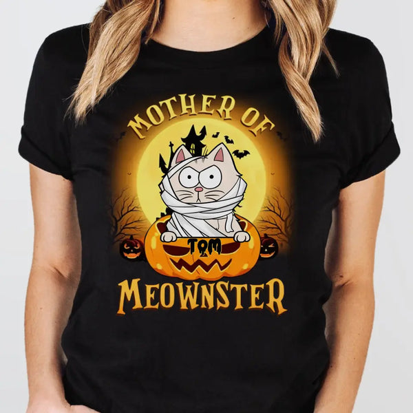 T-Shirt-Mother of Meownsters - Personalized T-Shirt | Halloween-Unisex T-Shirt-Black-JackNRoy
