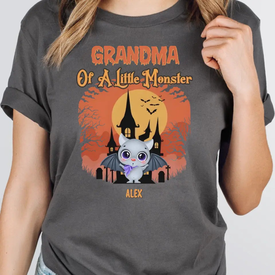 Shirts & Tops-Little Monsters - Personalized T-Shrit | Halloween Gift | Grandma Gift-Unisex T-Shirt-Asphalt-JackNRoy