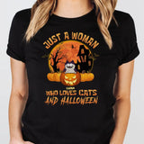 T-Shirt-Woman & Cats - Personalized T-Shirt | Halloween Gift-Unisex T-Shirt-Black-JackNRoy