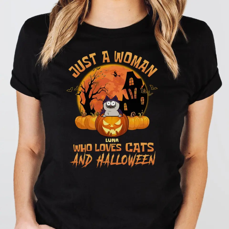 Shirts & Topa-Woman & Cats - Personalized T-Shirt | Halloween Gift-Unisex T-Shirt-Black-JackNRoy