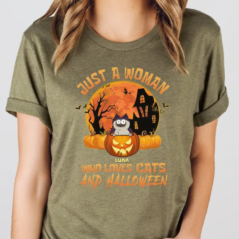 Shirts & Topa-Woman & Cats - Personalized T-Shirt | Halloween Gift-Unisex T-Shirt-Heather Olive-JackNRoy