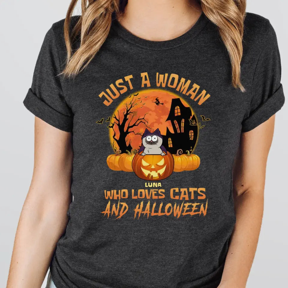 Shirts & Topa-Woman & Cats - Personalized T-Shirt | Halloween Gift-Unisex T-Shirt-Dark Grey Heather-JackNRoy