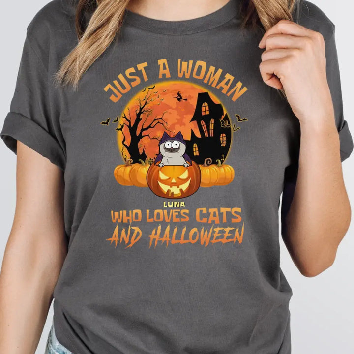 Shirts & Topa-Woman & Cats - Personalized T-Shirt | Halloween Gift-Unisex T-Shirt-Asphalt-JackNRoy