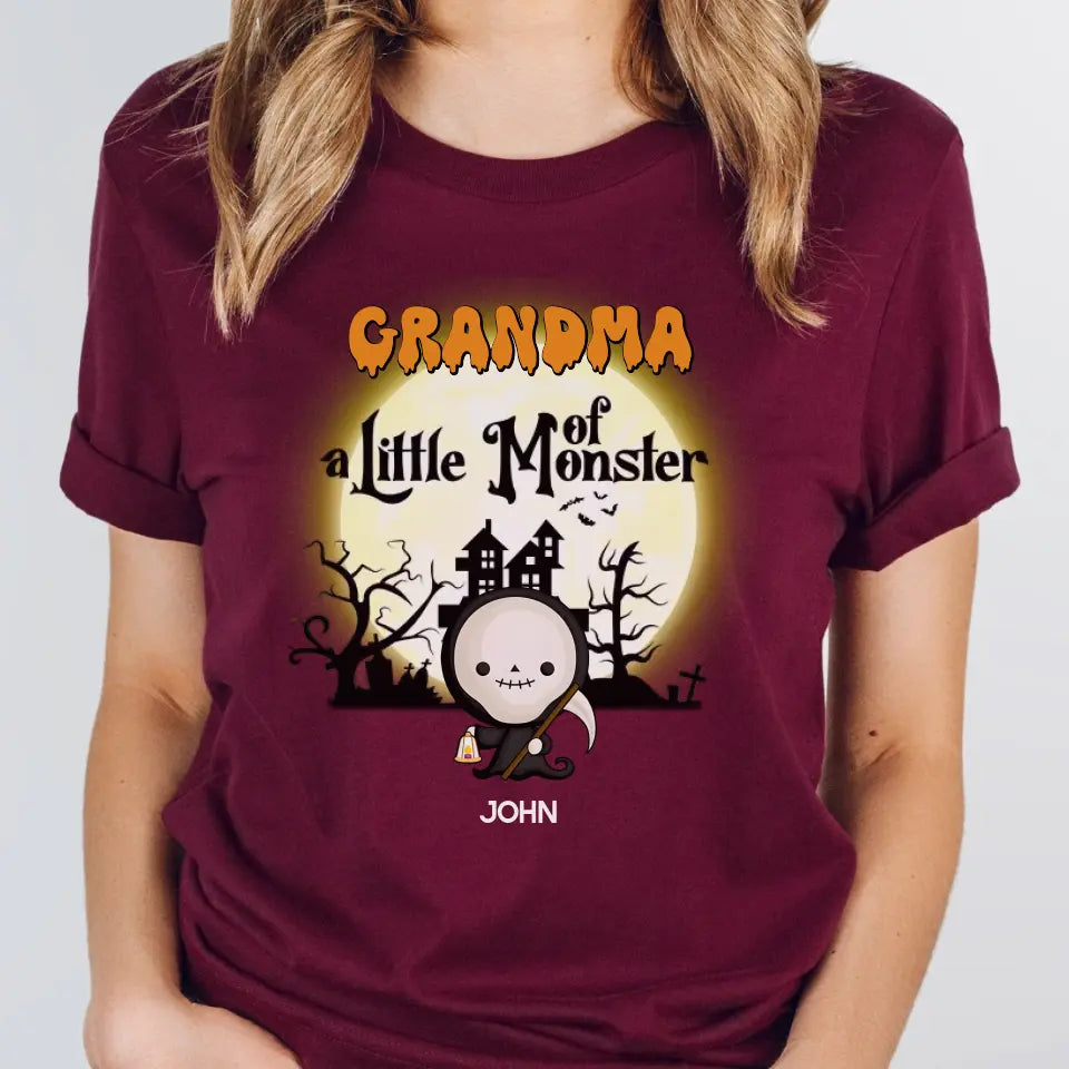 Shirts & Tops-Grandma & Little Monsters - Personalized T-Shirt | Halloween Gift-Unisex T-Shirt-Maroon-JackNRoy