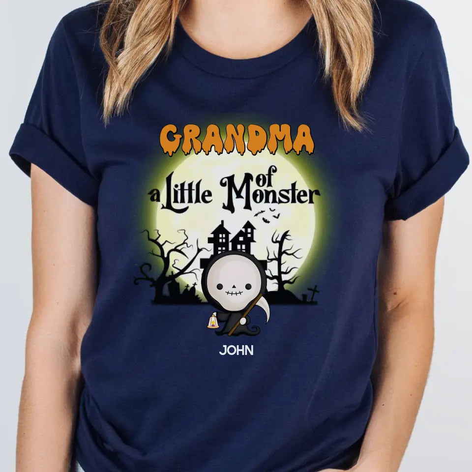 Shirts & Tops-Grandma & Little Monsters - Personalized T-Shirt | Halloween Gift-Unisex T-Shirt-Navy-JackNRoy