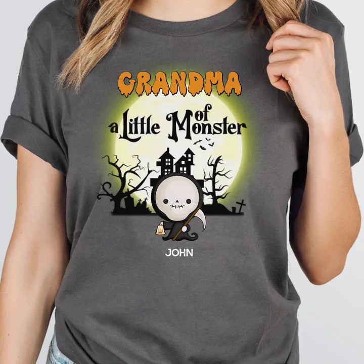 Shirts & Tops-Grandma & Little Monsters - Personalized T-Shirt | Halloween Gift-Unisex T-Shirt-Asphalt-JackNRoy