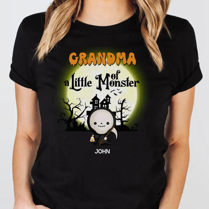 Shirts & Tops-Grandma & Little Monsters - Personalized T-Shirt | Halloween Gift-Unisex T-Shirt-Black-JackNRoy