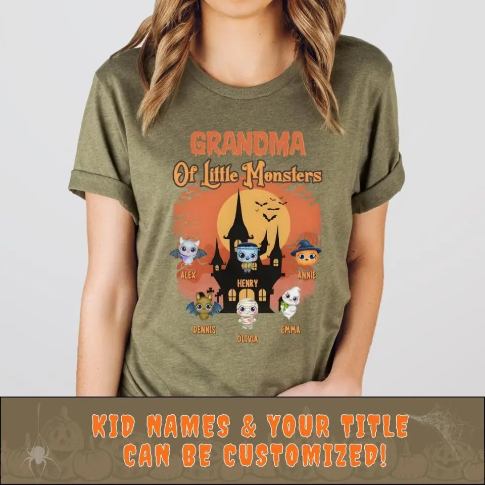 Shirts & Tops-Little Monsters - Personalized T-Shrit | Halloween Gift | Grandma Gift-JackNRoy