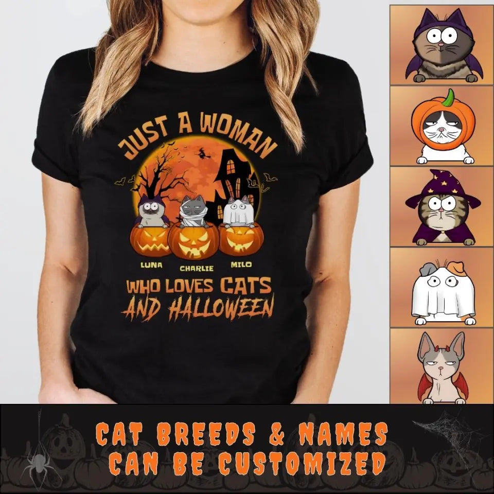 Shirts & Topa-Woman & Cats - Personalized T-Shirt | Halloween Gift-JackNRoy