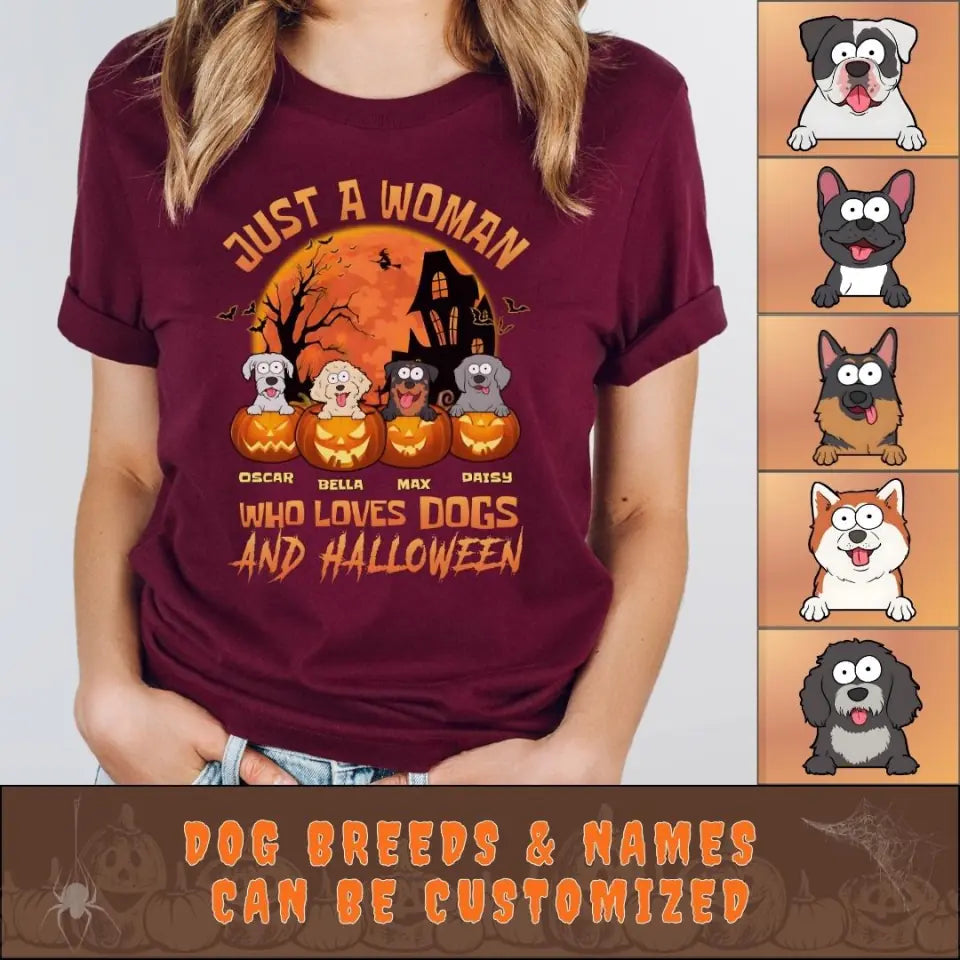 Shirts & Tops-Woman & Dogs - Personalized T-Shirt | Halloween Gift-JackNRoy