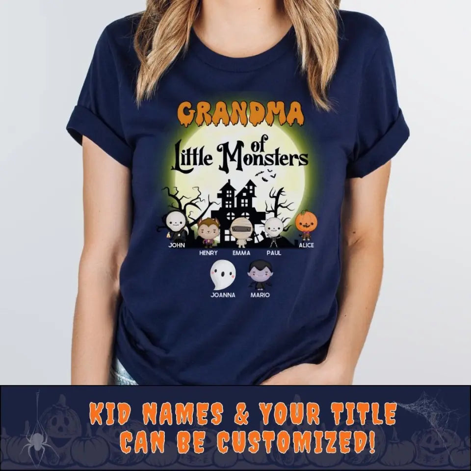 Shirts & Tops-Grandma & Little Monsters - Personalized T-Shirt | Halloween Gift-JackNRoy
