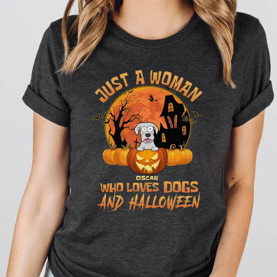 Shirts & Tops-Woman & Dogs - Personalized T-Shirt | Halloween Gift-Unisex T-Shirt-Dark Grey Heather-JackNRoy