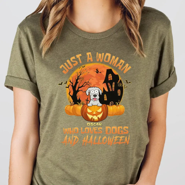 Shirts & Tops-Woman & Dogs - Personalized T-Shirt | Halloween Gift-Unisex T-Shirt-Heather Olive-JackNRoy