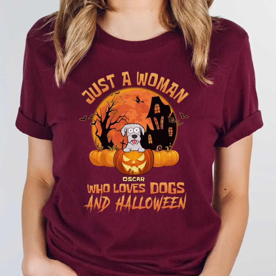 Shirts & Tops-Woman & Dogs - Personalized T-Shirt | Halloween Gift-Unisex T-Shirt-Maroon-JackNRoy