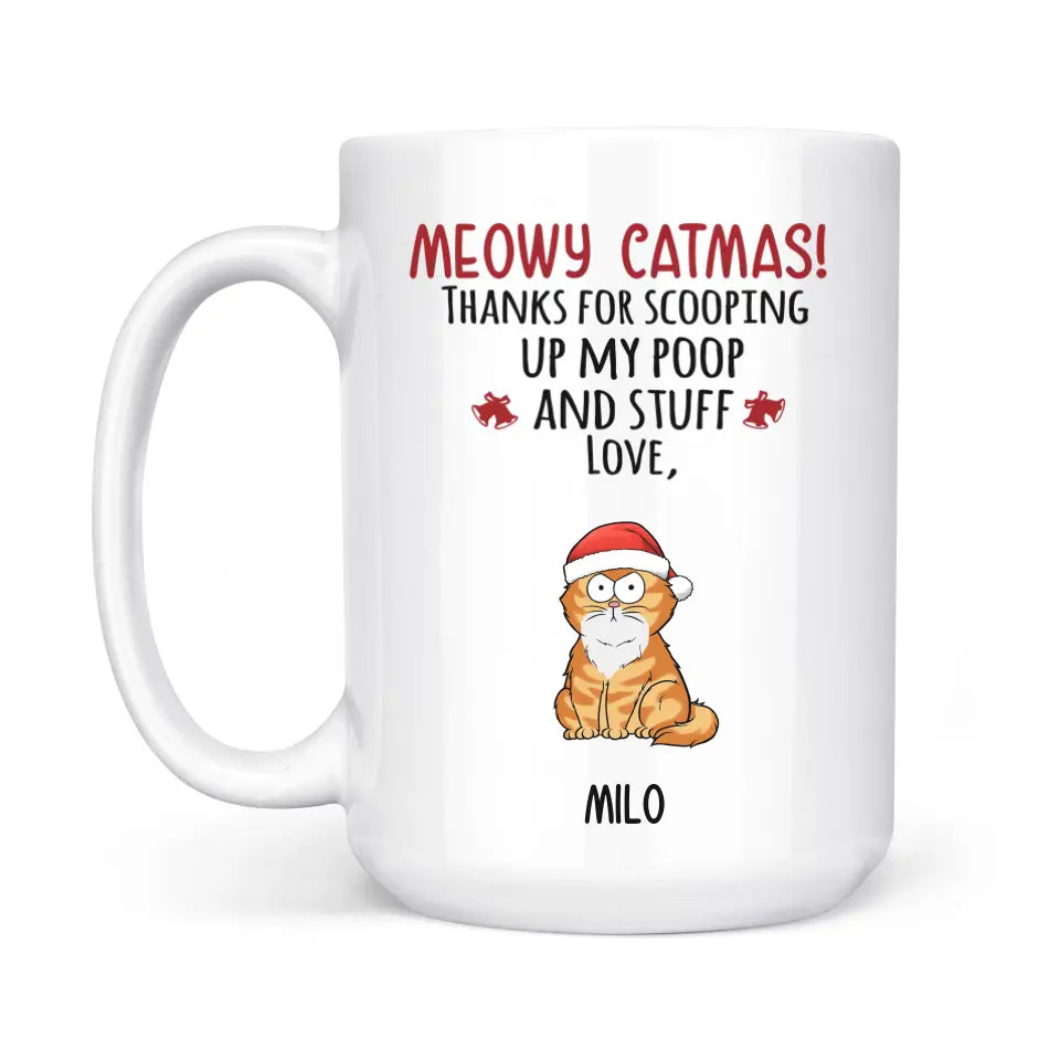 Mugs-Meowy Catmas! Personalized Pet Mug for Cat Lovers | (11oz/15oz)-White Mug-White-JackNRoy