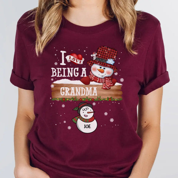 T-Shirt-I Love Being a Grandma | Personalized Unisex T-Shirt | Christmas T-Shirt-Unisex T-Shirt-Maroon-JackNRoy