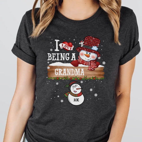 T-Shirt-I Love Being a Grandma | Personalized Unisex T-Shirt | Christmas T-Shirt-Unisex T-Shirt-Dark Grey Heather-JackNRoy