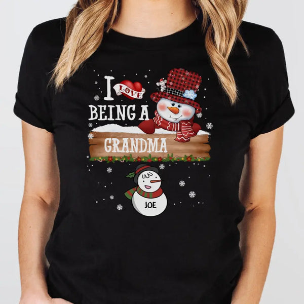 T-Shirt-I Love Being a Grandma | Personalized Unisex T-Shirt | Christmas T-Shirt-Unisex T-Shirt-Black-JackNRoy