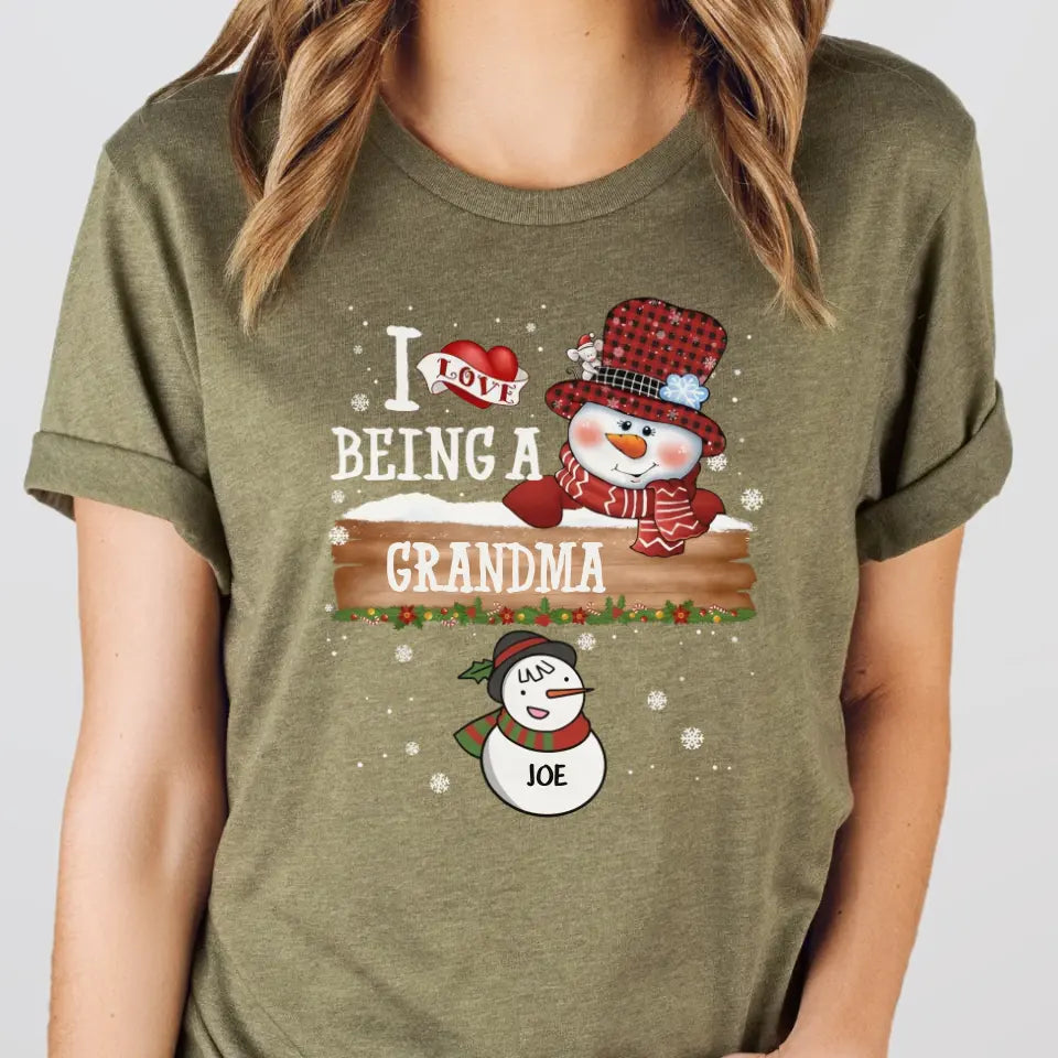 T-Shirt-I Love Being a Grandma | Personalized Unisex T-Shirt | Christmas T-Shirt-Unisex T-Shirt-Heather Olive-JackNRoy