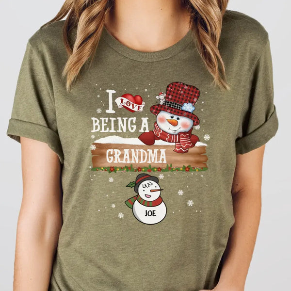 T-Shirt-I Love Being a Grandma | Personalized Unisex T-Shirt | Christmas T-Shirt-Unisex T-Shirt-Heather Olive-JackNRoy