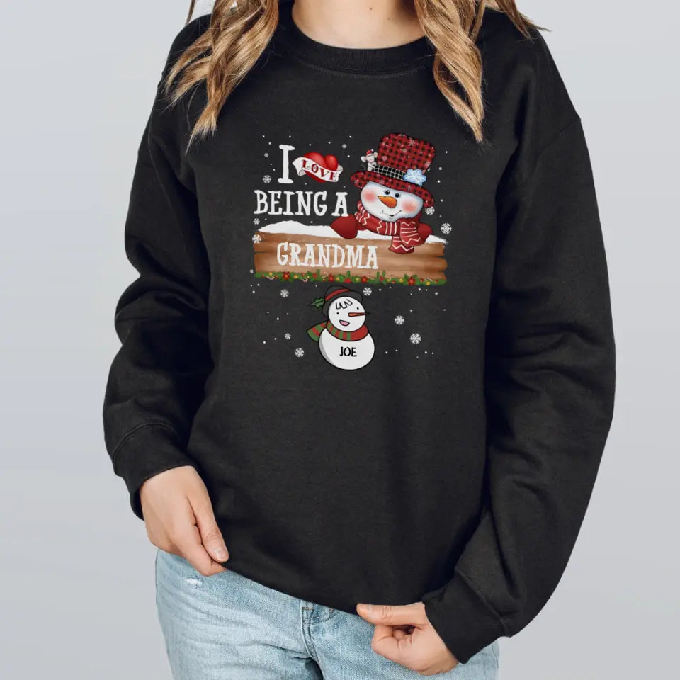 Shirts & Tops-I Love Being a Grandma | Personalized Unisex T-Shirt | Christmas T-Shirt-Unisex Sweatshirt-Black-JackNRoy