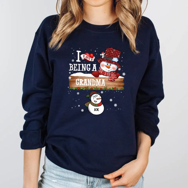 T-Shirt-I Love Being a Grandma | Personalized Unisex T-Shirt | Christmas T-Shirt-Unisex Sweatshirt-Navy-JackNRoy