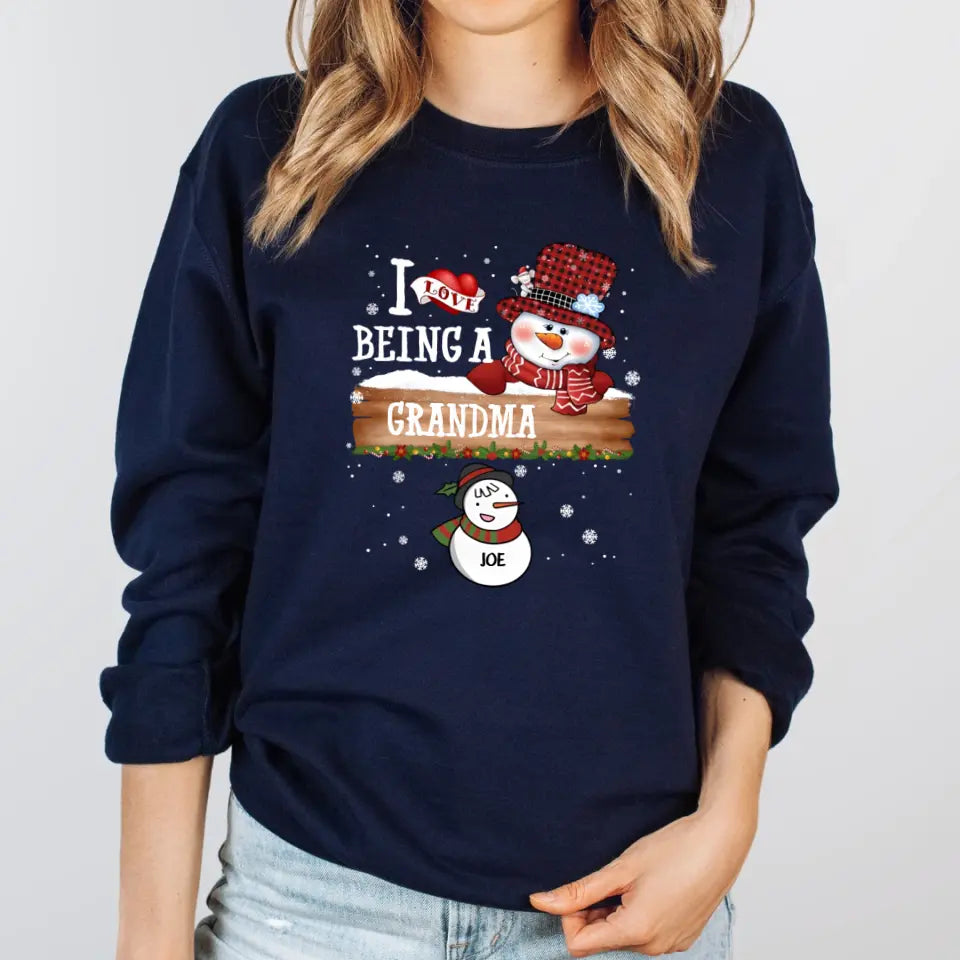 Shirts & Tops-I Love Being a Grandma | Personalized Unisex T-Shirt | Christmas T-Shirt-Unisex Sweatshirt-Navy-JackNRoy