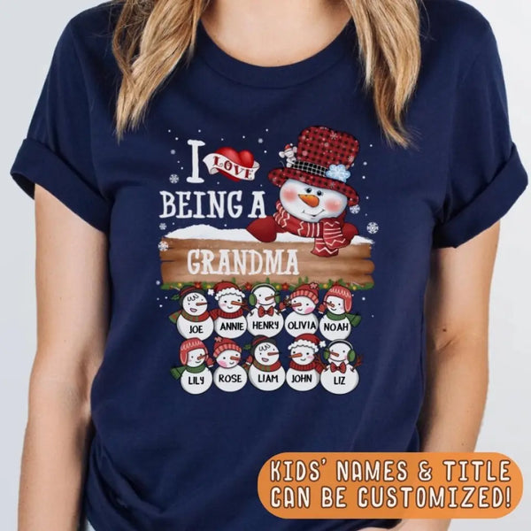 T-Shirt-I Love Being a Grandma | Personalized Unisex T-Shirt | Christmas T-Shirt-JackNRoy