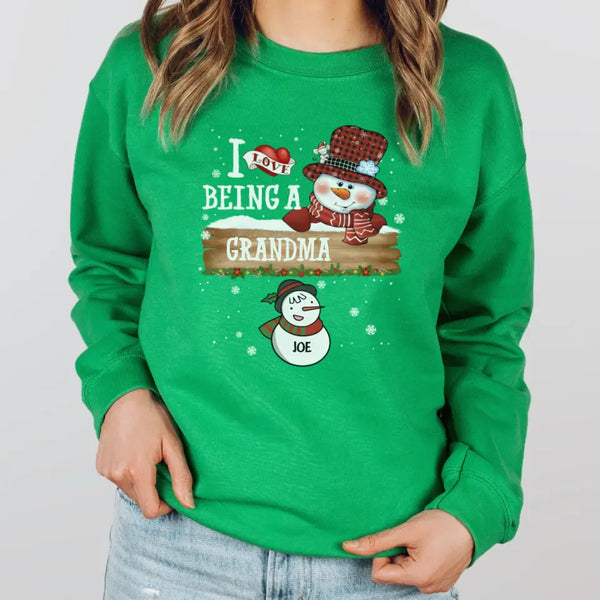 Sweatshirt-I Love Being a Grandma | Personalized Unisex Sweatshirt | Christmas Sweatshirt-Unisex Sweatshirt-Irish Green-JackNRoy