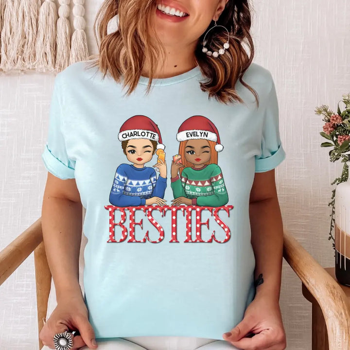 Shirts & Tops-Besties | Personalized Unisex T-Shirt for Besties | Christmas T-Shirt-Unisex T-Shirt-Heather Ice Blue-JackNRoy