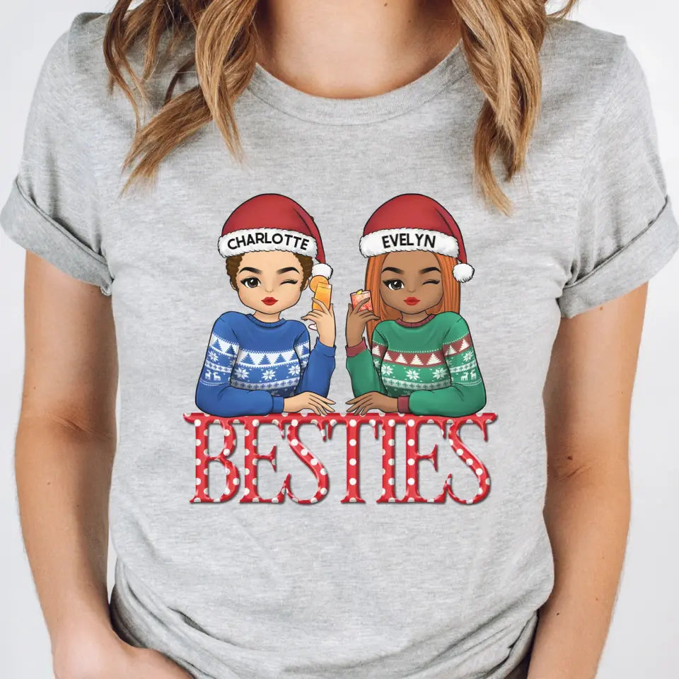 Shirts & Tops-Besties | Personalized Unisex T-Shirt for Besties | Christmas T-Shirt-Unisex T-Shirt-Athletic Heather-JackNRoy