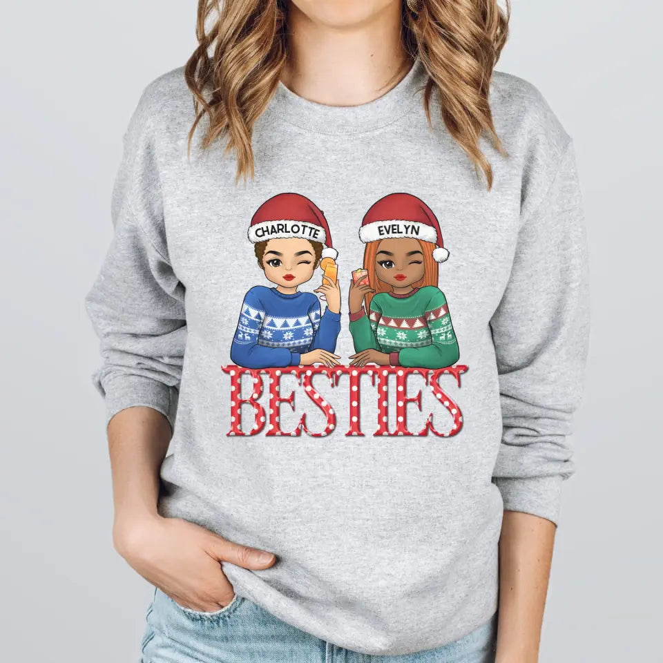 Shirts & Tops-Besties | Personalized Unisex Sweatshirt for Besties | Christmas Sweatshirt-Unisex Sweatshirt-Sport Grey-JackNRoy