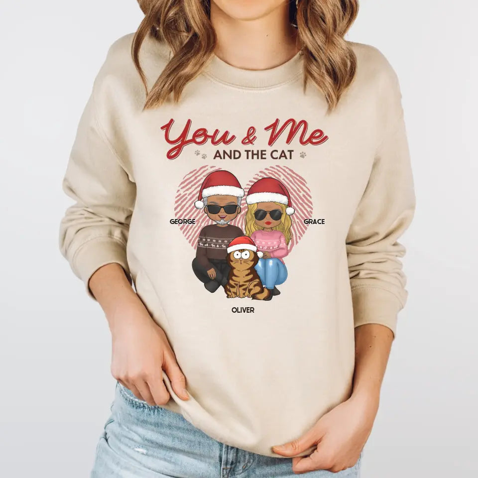 Shirts & Tops-You, Me & The Cats | Personalized Unisex T-Shirt for Couples | Cat Lover T-Shirt-Unisex Sweatshirt-Sand-JackNRoy