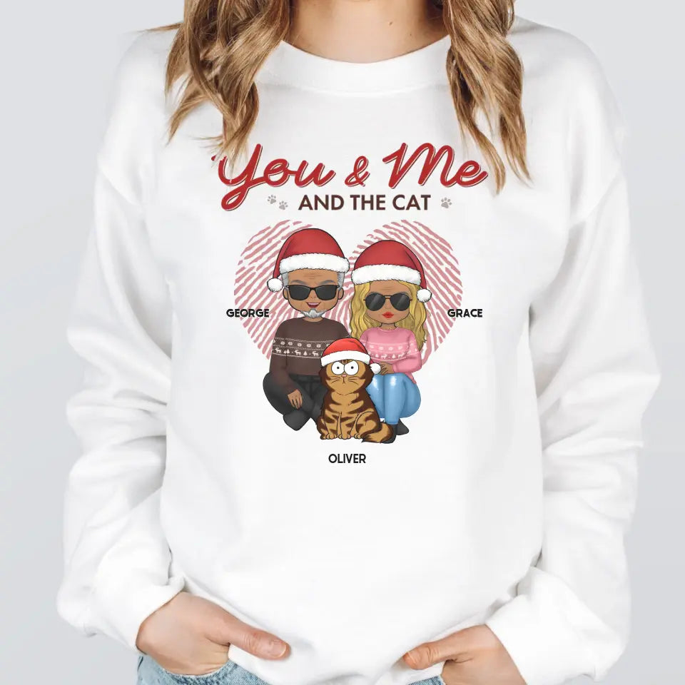 Shirts & Tops-You, Me & The Cats | Personalized Unisex T-Shirt for Couples | Cat Lover T-Shirt-Unisex Sweatshirt-White-JackNRoy