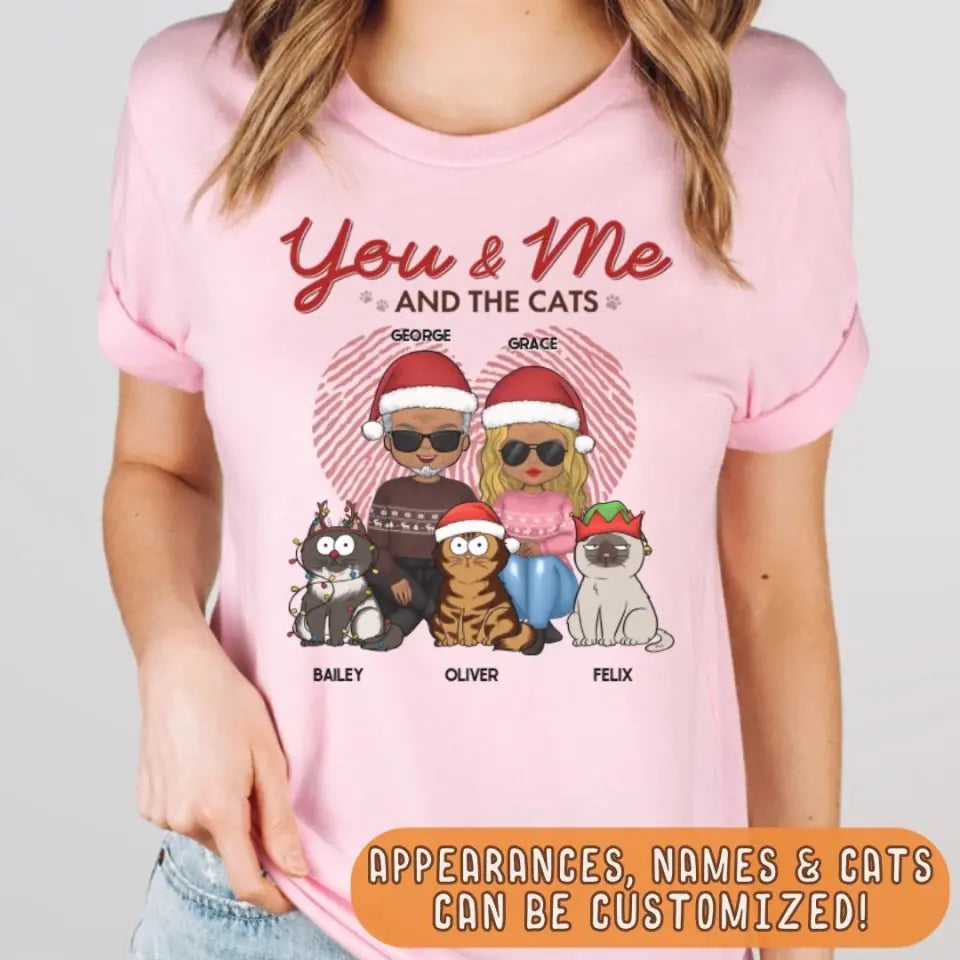 Shirts & Tops-You, Me & The Cats | Personalized Unisex T-Shirt for Couples | Cat Lover T-Shirt-JackNRoy