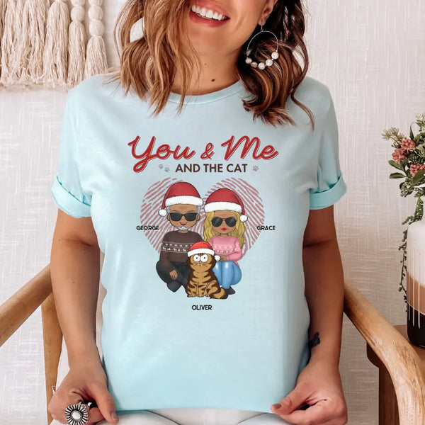 T-Shirt-You, Me & The Cats | Personalized Unisex T-Shirt for Couples | Cat Lover T-Shirt-Unisex T-Shirt-Heather Ice Blue-JackNRoy