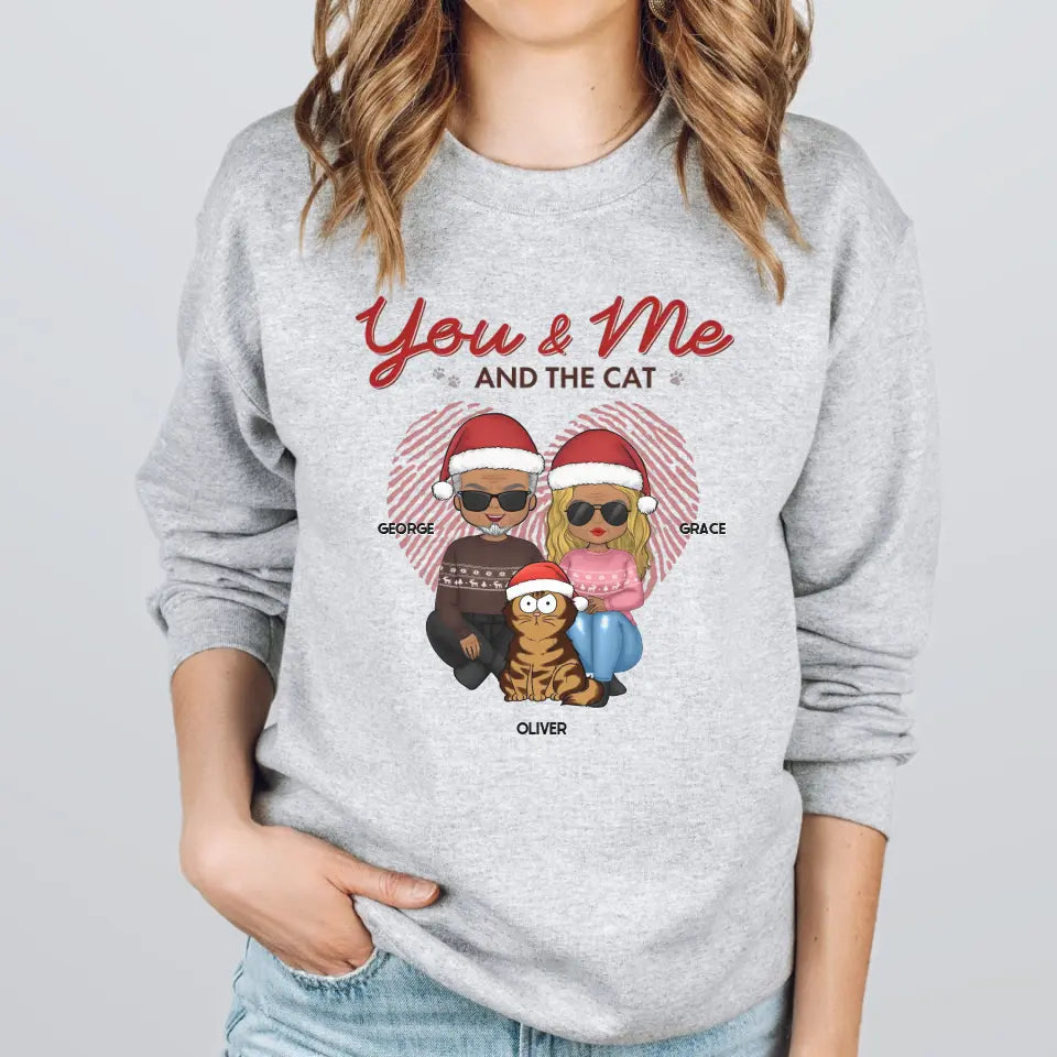 Shirts & Tops-You, Me & The Cats | Personalized Unisex Sweatshirt for Couples | Cat Lover Sweatshirt-Unisex Sweatshirt-Sport Grey-JackNRoy