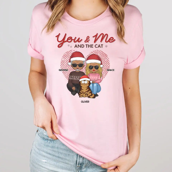 Shirts & Tops-You, Me & The Cats | Personalized Unisex Sweatshirt for Couples | Cat Lover Sweatshirt-Unisex T-Shirt-Pink-JackNRoy