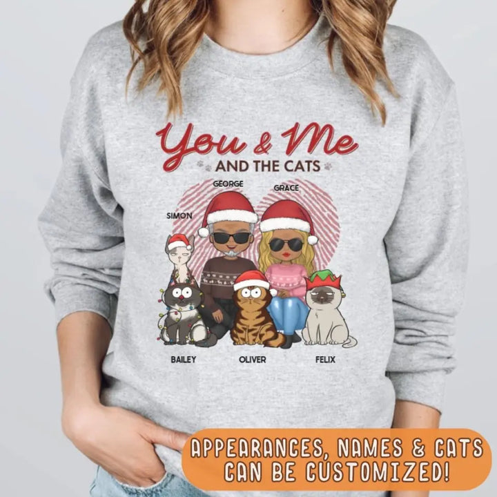 Shirts & Tops-You, Me & The Cats | Personalized Unisex Sweatshirt for Couples | Cat Lover Sweatshirt-JackNRoy