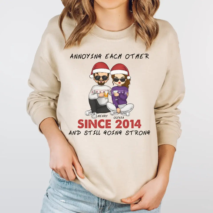 Shirts & Tops-Annoying Each Other | Personalized Unisex Sweatshirt for Couples-Unisex Sweatshirt-Sand-JackNRoy