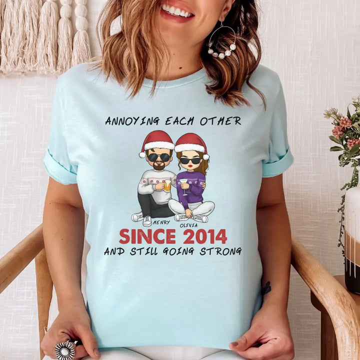 Shirts & Tops-Annoying Each Other | Personalized Unisex Sweatshirt for Couples-Unisex T-Shirt-Heather Ice Blue-JackNRoy